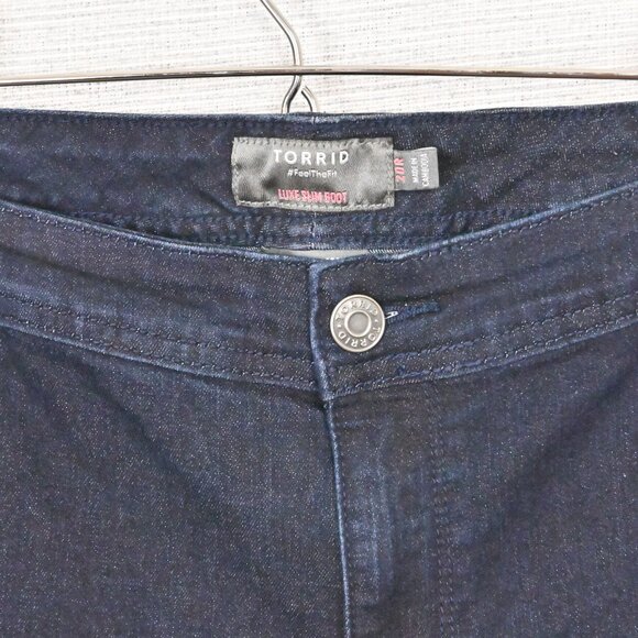 Torrid Super Stretch Luxe Slim Boot Stretch Flare Leg Dark Wash Blue Jeans 20R - Picture 8 of 16